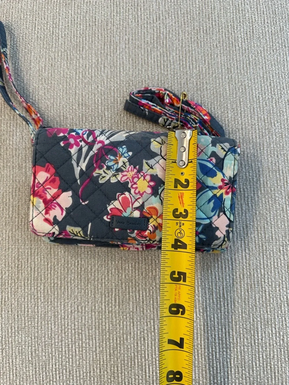 Vera Bradley Navy Floral Quilted Crossbody Wallet - Picture 7 of 7